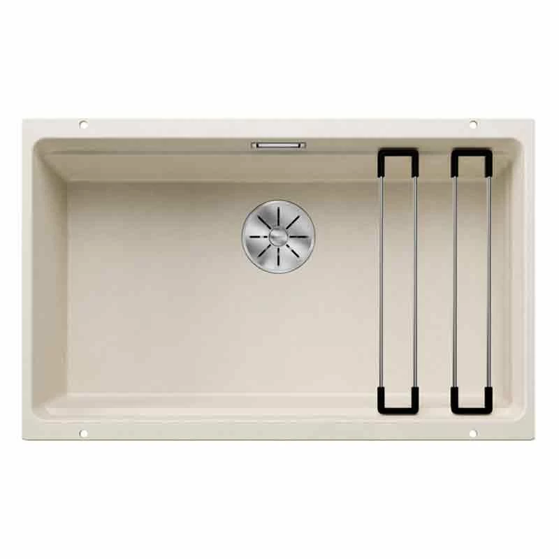 Blanco ETAGON 700-U Silgranit 1 Bowl Undermount Kitchen Sink With Manual InFino Waste - Soft White - 527078