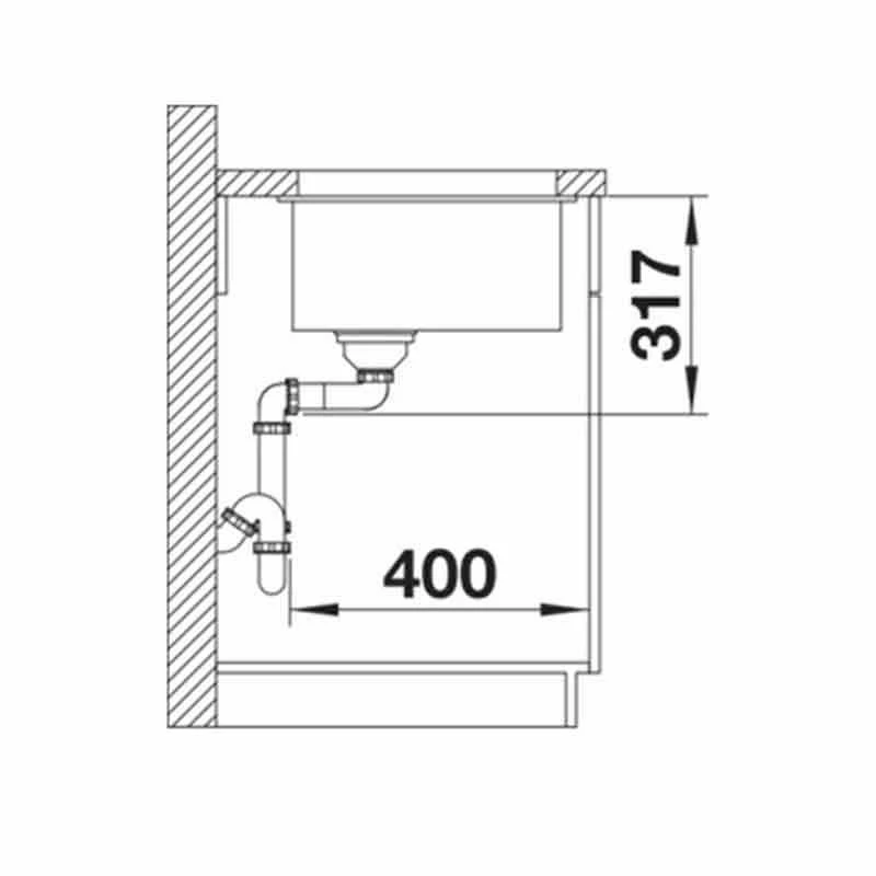 Blanco ETAGON 700-U Silgranit 1 Bowl Undermount Kitchen Sink With Manual InFino Waste - Soft White - 527078 - Image 3
