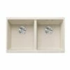 Blanco SUBLINE 350/350-U Silgranit 2 Bowl Undermount Kitchen Sink With Manual InFino Waste - Soft White - 527164