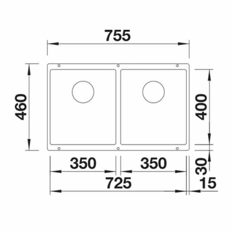 Blanco SUBLINE 350/350-U Silgranit 2 Bowl Undermount Kitchen Sink With Manual InFino Waste - Soft White - 527164 - Image 2