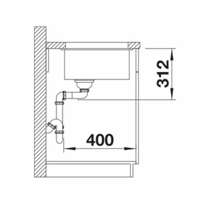 Blanco SUBLINE 700-U Silgranit 1 Bowl Undermount Kitchen Sink With Manual InFino Waste - Soft White - 527173 - Image 3