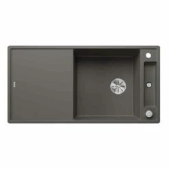 Blanco AXIA III XL 6 S Silgranit 1 Bowl Inset Reversible Kitchen Sink With Drain Remote Control - Volcano Grey - 527234
