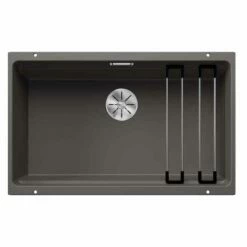 Blanco ETAGON 700-U Silgranit 1 Bowl Undermount Kitchen Sink With Manual InFino Waste - Volcano Grey - 527261