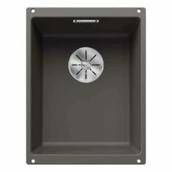Blanco SUBLINE 320-U Silgranit 1 Bowl Undermount Kitchen Sink With Manual InFino Waste - Volcano Grey - 527343