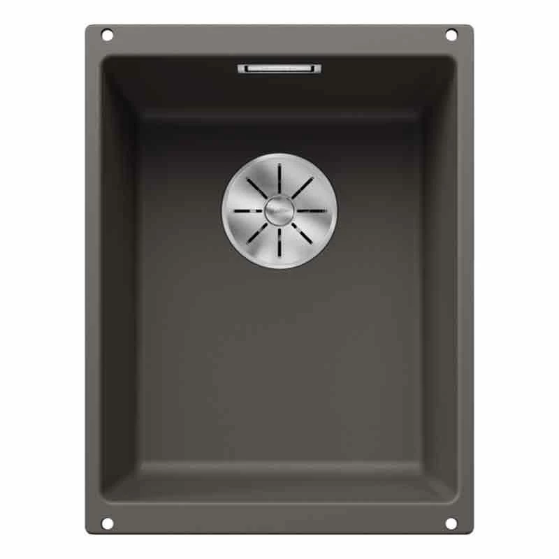 Blanco SUBLINE 320-U Silgranit 1 Bowl Undermount Kitchen Sink With Manual InFino Waste - Volcano Grey - 527343