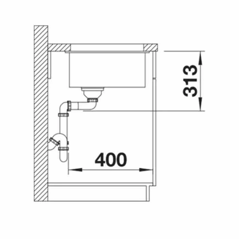 Blanco SUBLINE 320-U Silgranit 1 Bowl Undermount Kitchen Sink With Manual InFino Waste - Volcano Grey - 527343 - Image 3