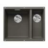 Blanco SUBLINE 340/160-U LH Silgranit 2 Bowl Undermount Kitchen Sink With Manual InFino Waste - Volcano Grey - 527345