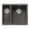 Blanco SUBLINE 340/160-U RH Silgranit 2 Bowl Undermount Kitchen Sink With Manual InFino Waste - Volcano Grey - 527346