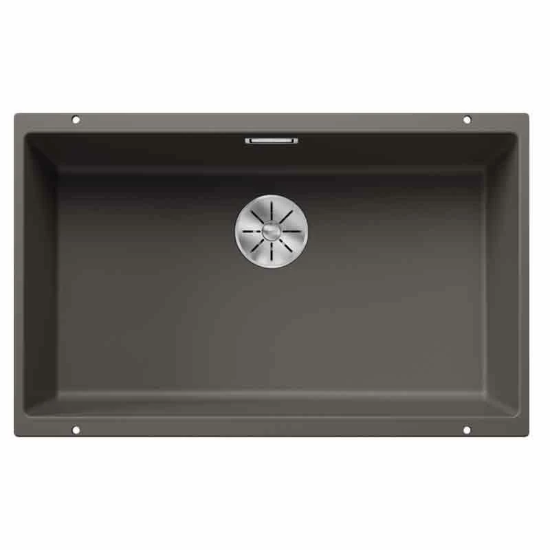 Blanco SUBLINE 700-U Silgranit 1 Bowl Undermount Kitchen Sink With Manual InFino Waste - Volcano Grey - 527356