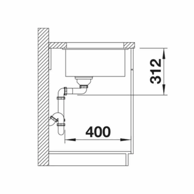 Blanco SUBLINE 700-U Silgranit 1 Bowl Undermount Kitchen Sink With Manual InFino Waste - Volcano Grey - 527356 - Image 3