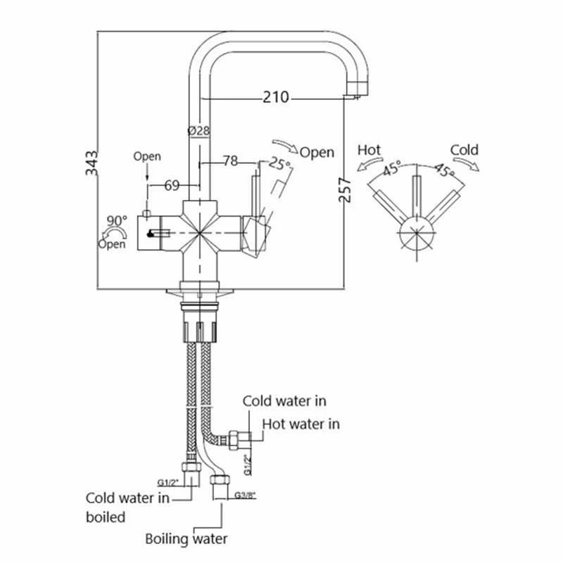 Prima+ 3 In 1 Hot Kitchen Tap - Chrome - BPR402 - Image 2