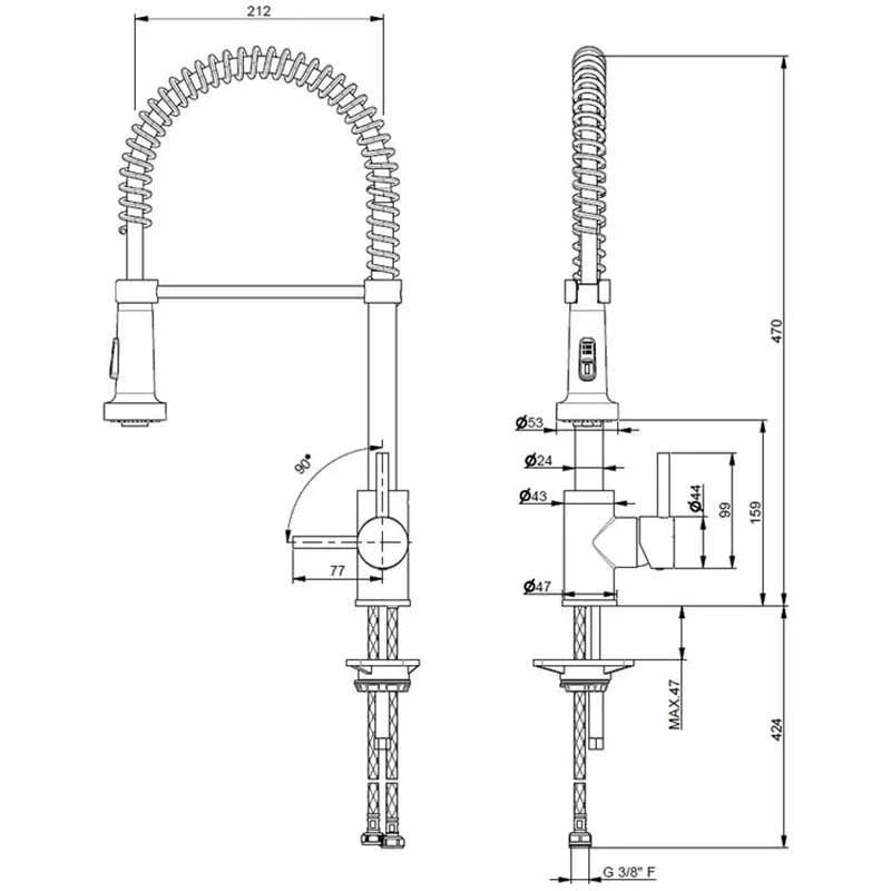 Prima+ Mosa Professional Single Lever Double Jet Mixer Kitchen Tap - Chrome - BPR553 - Image 2