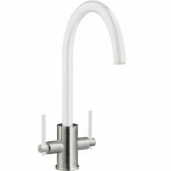 Prima+ Swan Neck Dual Lever Mixer Tap - White - BPR704