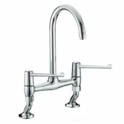 Bristan Value Lever Bridge Deck Kitchen Mixer Tap - Chrome - VAL2 BRDSM C 6 CD