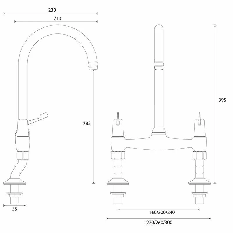 Bristan Value Lever Bridge Deck Kitchen Mixer Tap - Chrome - VAL2 BRDSM C CD - Image 2
