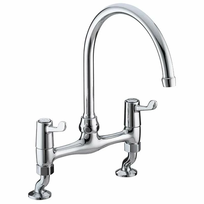 Bristan Value Lever Bridge Deck Kitchen Mixer Tap - Chrome - VAL2 BRDSM C CD
