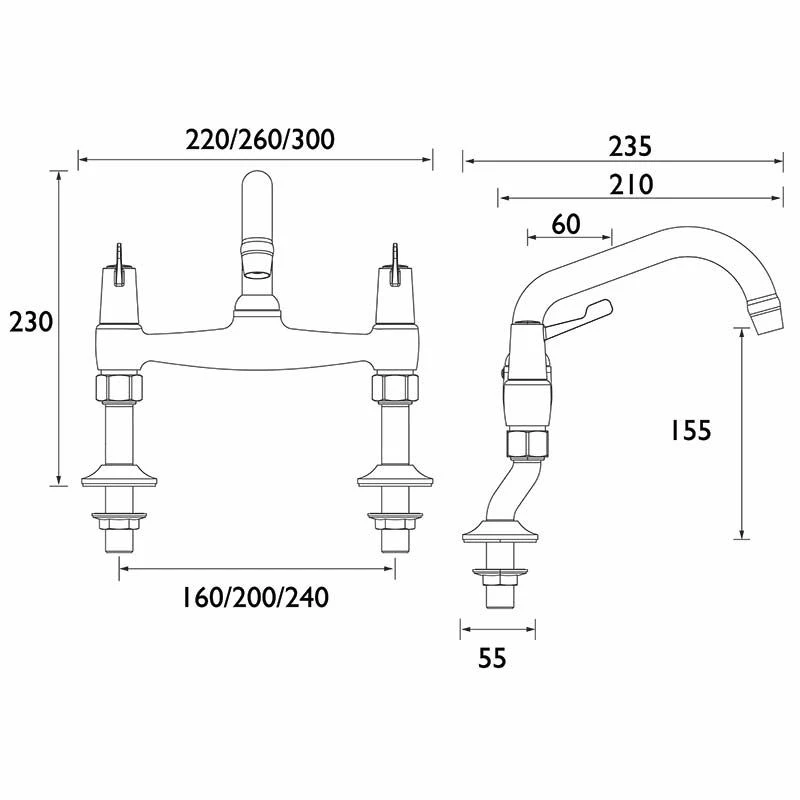 Bristan Value Lever Pillar Bridge Kitchen Mixer Tap - Chrome - VAL2 PSNK C CD - Image 2