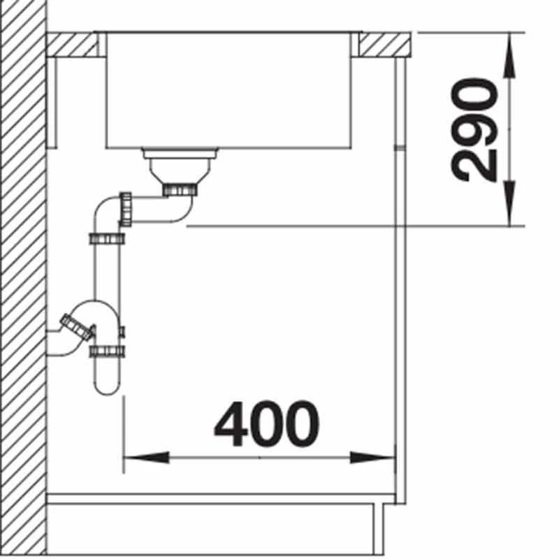 Blanco ANDANO 340-IF 1 Bowl Stainless Steel Kitchen Sink With Manual InFino Drain System - Satin Polish - 522953 - Image 3
