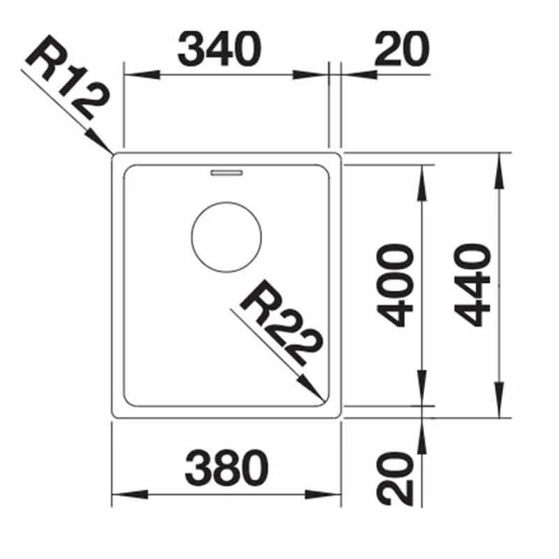 Blanco ANDANO 340-IF 1 Bowl Stainless Steel Kitchen Sink With Manual InFino Drain System - Satin Polish - 522953 - Image 2