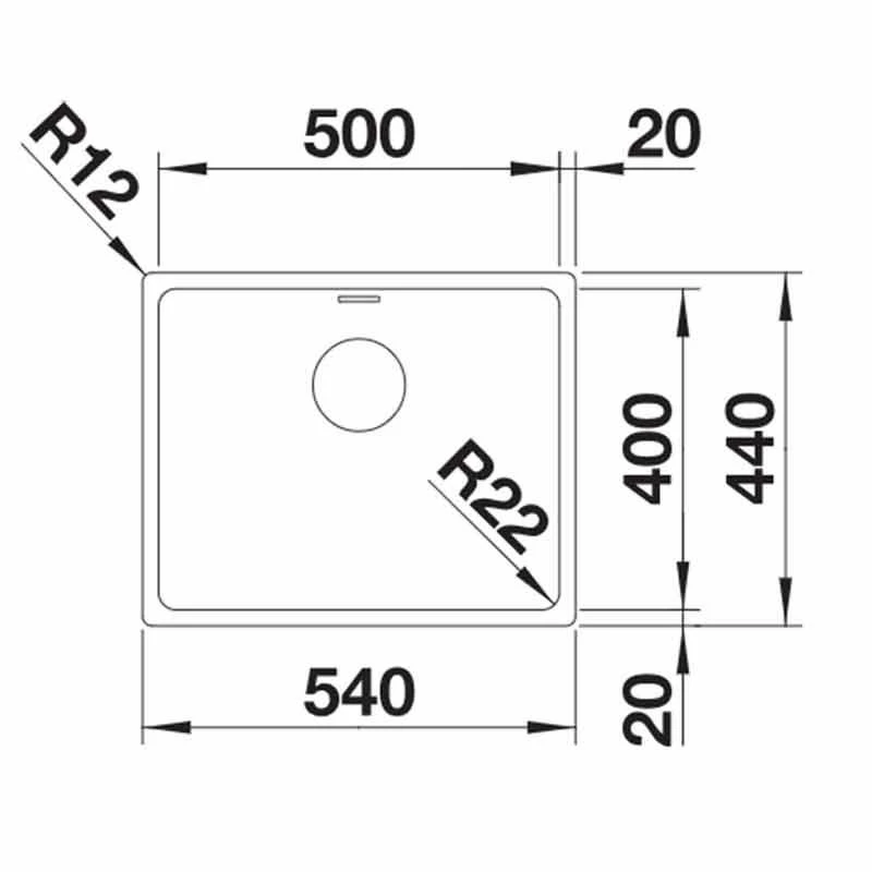 Blanco ANDANO 500-IF 1 Bowl Inset Stainless Steel Kitchen Sink With Manual InFino Drain System - Satin Polish - 522965 - Image 3
