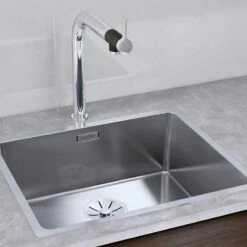 Blanco ANDANO 500-IF 1 Bowl Inset Stainless Steel Kitchen Sink With Manual InFino Drain System - Satin Polish - 522965
