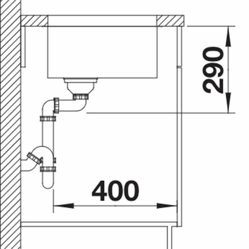 Blanco ANDANO 500-U 1 Bowl Undermount Stainless Steel Kitchen Sink With Manual InFino Drain System - Satin Polish - 522967 - Image 4