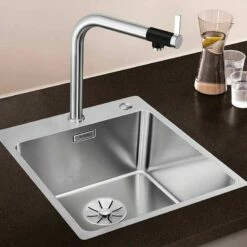 Blanco ANDANO 400-IF/A 1 Bowl Inset Stainless Steel Kitchen Sink With Remote Control InFino Drain System - Satin Polish - 525244