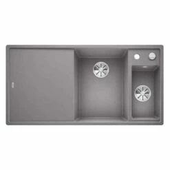 Blanco AXIA III 6 S 1.5 Bowl Inset Silgranit Kitchen Sink With Remote Control InFino Drain System - Alumetallic - 523474