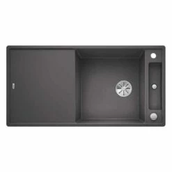Blanco AXIA III XL 6 S 1 Bowl Inset Silgranit Reversible Kitchen Sink With Remote Control InFino Drain System - Rock Grey - 523511