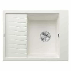 Blanco ELON 45 S 1 Bowl Inset Silgranit Reversible Kitchen Sink With Manual InFino Waste - White - 524828