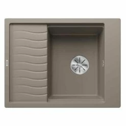 Blanco ELON 45 S 1 Bowl Inset Silgranit Reversible Kitchen Sink With Manual InFino Waste - Tartufo - 524831