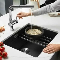 Blanco ETAGON 500-U 1 Bowl Undermount Silgranit Kitchen Sink With Manual InFino Waste - Rock Grey - 522228