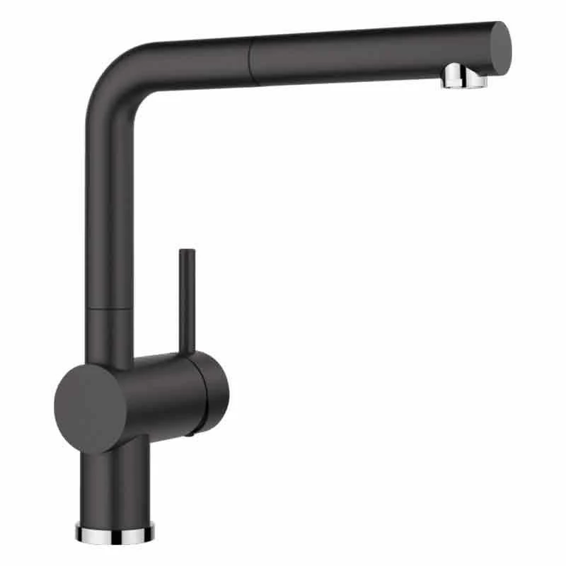 Blanco LINUS-S Pull-Out Handset Ceramic-Look Kitchen Tap - Black - BM3650BK