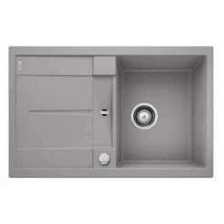 Blanco METRA 45 S 1 Bowl Inset Silgranit Reversible Kitchen Sink With Drain Remote Control - Alumetallic - 513027