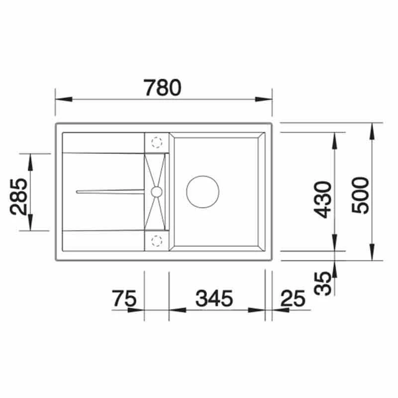 Blanco METRA 45 S 1 Bowl Inset Silgranit Reversible Kitchen Sink With Drain Remote Control - Alumetallic - 513027 - Image 2