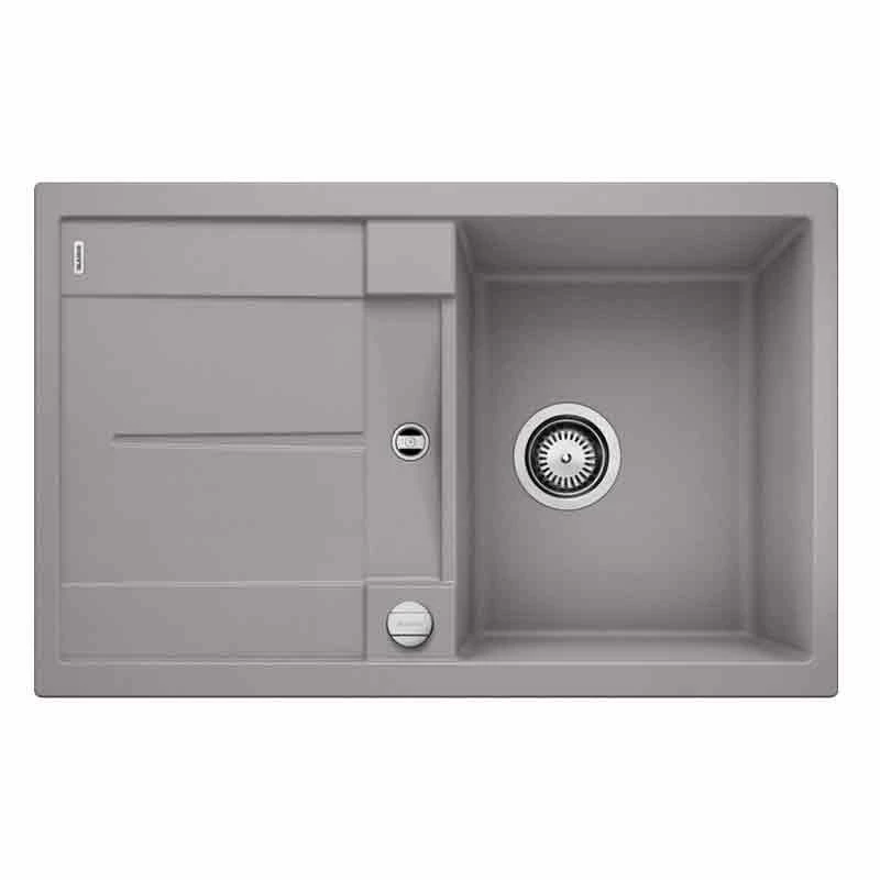 Blanco METRA 45 S 1 Bowl Inset Silgranit Reversible Kitchen Sink With Drain Remote Control - Alumetallic - 513027