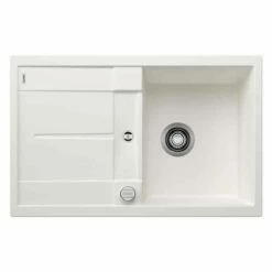 Blanco METRA 45 S 1 Bowl Inset Silgranit Reversible Kitchen Sink With Drain Remote Control - White - 513028