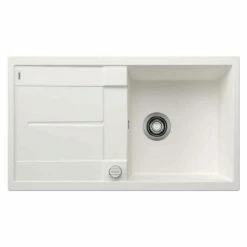 Blanco METRA 5 S 1 Bowl Inset Silgranit Reversible Kitchen Sink With Drain Remote Control - White - 513037