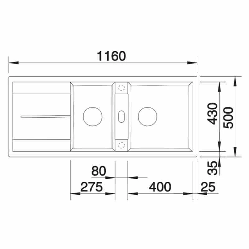 Blanco METRA 8 S 1.5 Bowl Inset Silgranit Reversible Kitchen Sink - Anthracite - 513071 - Image 2