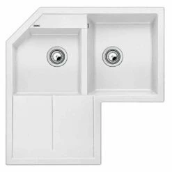 Blanco METRA 9 E 2 Bowl Inset Silgranit Inset Corner Kitchen Sink - White - 515568