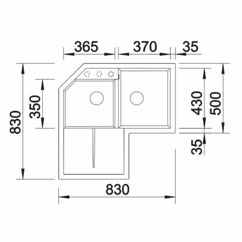 Blanco METRA 9 E 2 Bowl Inset Silgranit Inset Corner Kitchen Sink - White - 515568 - Image 2