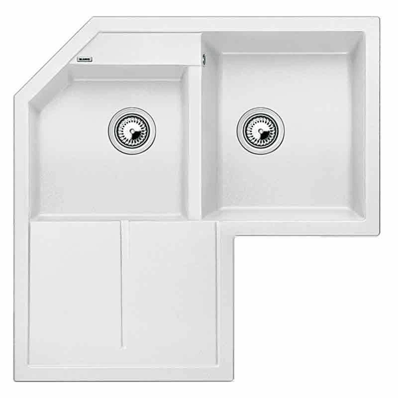 Blanco METRA 9 E 2 Bowl Inset Silgranit Inset Corner Kitchen Sink - White - 515568
