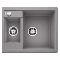 Blanco METRA 6 1.5 Bowl Inset Silgranit Reversible Kitchen Sink With Drain Remote Control - Alumetallic - 516156