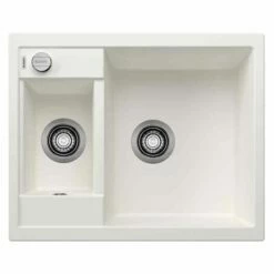 Blanco METRA 6 1.5 Bowl Inset Silgranit Reversible Kitchen Sink With Drain Remote Control - White - 516157