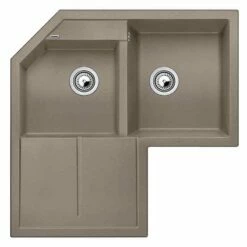 Blanco METRA 9 E 2 Bowl Inset Silgranit Inset Corner Kitchen Sink - Tartufo - 517367