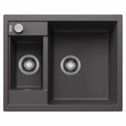 Blanco METRA 6 1.5 Bowl Inset Silgranit Reversible Kitchen Sink With Drain Remote Control - Rock Grey - 518874