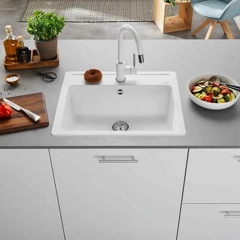 Blanco MIDA-S Pull-Out Spout Silgranit-Look Kitchen Tap - White - BM3121WH - Image 2