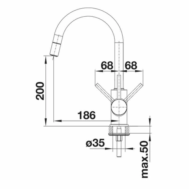 Blanco MIDA-S Pull-Out Spout Silgranit-Look Kitchen Tap - White - BM3121WH - Image 4