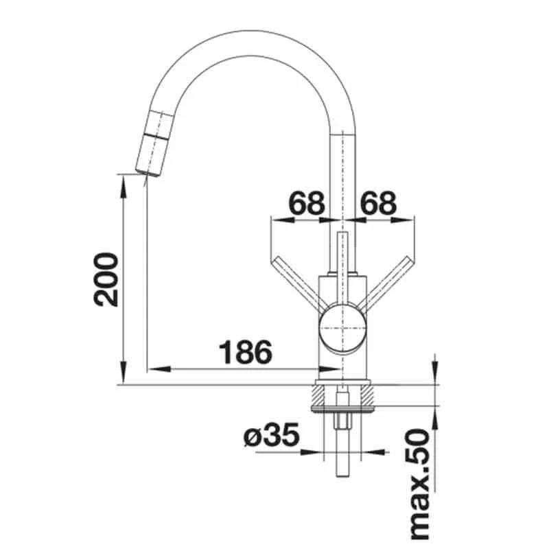 Blanco MIDA-S Pull-Out Spout Silgranit-Look Kitchen Tap - Coffee - BM3121CE - Image 2