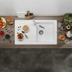 Blanco SONA 5 S 1 Bowl Inset Silgranit Reversible Kitchen Sink - White - 519674